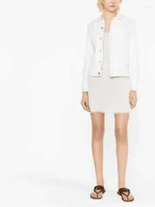 Kadın Ceketleri Sonbahar Şık Kadın Denim Ceket Kısa Beyaz Üst Kat