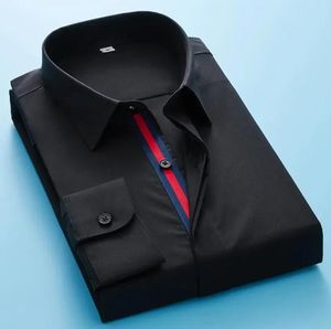 Camisas masculinas clássico bordado de abelha padrão-ajuste botão até blusa casual tops cobertos camisas de manga comprida de negócios