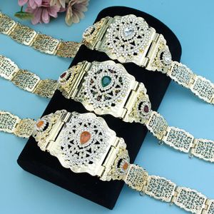 Sunspicems Gold Color Arabic Women Belt Metal Waist Chain Morocco Caftan Belt Algeria Bride Wedding Jewelry調整可能な長さ240115