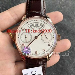 YLF Factory Portoghese IW503504 Orologi da uomo in oro rosa 18 carati, edizione con calendario annuale funzionante, quadrante bianco A52850 Orologio meccanico246g