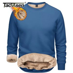 TACVASEN Winter Thicken Fleece Crewneck Sweatshirt Mens Warm Sherpa Lined Heavy Pullover Basic Tops Shirts No Hood Hoodie 240115