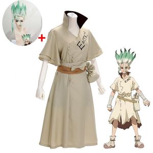 Anime Dr Stone Senku Ishigami Cosplay Costume Senku dorosły biały mężczyzna pełny set Halloween Carnival Party Costumes Wig313o