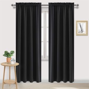1Pc Black Blackout Curtain Light Reducing Thermal Insulated Grommet Black Out Curtain Panels Drapes for Living Room Bedroom 240113