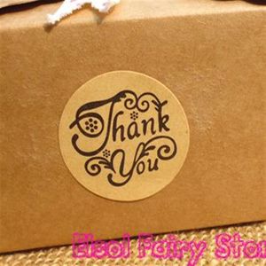 Whole 1200pcs lot New Thank you design Kraft Seal Sticker Gift Seal Label Sticker For Party Favor Gift Bag Candy Box Decor280a