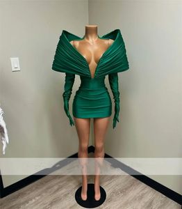 Impressionante nova chegada 2024 vestido de baile verde com duas luvas fora do ombro festa de aniversário vestidos de cocktail robe de bal feito sob encomenda