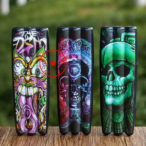 Colorful Human Skeleton Skull Plastic Cigarette Cigar Case Herb Tobacco Spice Miller Storage Box Portable Three Joints Stash Cases Smoking Holder Container