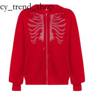 Męskie bluzy bluzy bluzy dżenstony Pająk szkielet internetowy druk czarny Y2K GOTH LONGSLEEVE Pełny zamek błyskawiczny Kurtka American Fashion EssentialsHoodie 59 30 30 30 30