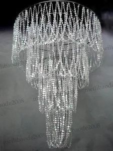 ديكورات كبيرة 4 طبقات من Crystal Bead Curtain Diamond Cut Crater for Wedding Home Hotel Decoration Myy5854