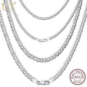 U7 Solid 925 Sterling Silver Chain for Men Women Teen smycken italienska figaro kubanska trottoarkedjor Layering Halsband SC289 220326197G