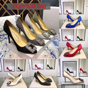Bride's Slim High Heels Shoes Snow Flower Button Water Diamond Nude Pointed Shallow Cut Single Shoe Wedding Shoes Pointed Flat Shoes Fashion Square Button Thin Heel