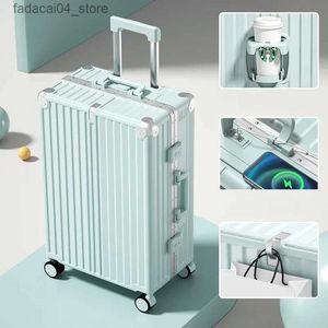 Suitcases Fashion Suitcase Luggage Multifunctional Travel Case 20 22 26 Inch New Password Trolley Box 24 Large Capacity Unisex Suitcases Q240115