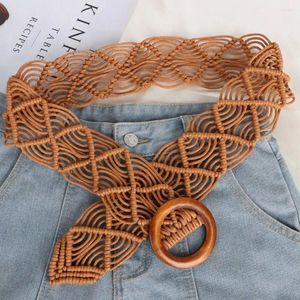 Gürtel Kleid Taillenbänder Zubehör Handgewebt DIY Strand Frauen Taille Kette Ethnischer Stil Geflochtener Gürtel Runder Holzknopf