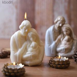 Craft Tools The Catholic Jesus Family Silicone Candle Mold 3D Virgin Mary Statue Cement Resin Plaster Handmade Soap Chocolate Baking Molud YQ240115