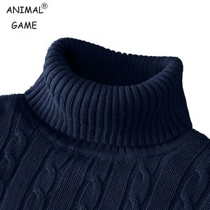 Осенний зимний теплый свитер с воротником, мужской повседневный вязаный пуловер с высоким воротником, сохраняющий тепло, мужской джемпер, вязаный шерстяной свитер 240115