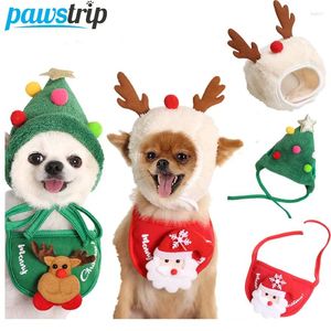 Dog Apparel Christmas Pet Hat Santa Scarf Elk Cat Hats Washable Saliva Towel For Small Dogs Winter Accessories