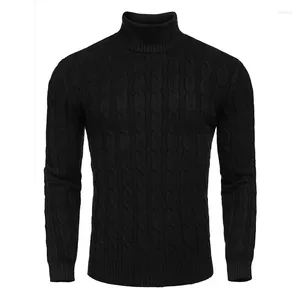 Men's Sweaters Mens Twisted Knitted Turtleneck Sweater Autumn Winter Slim Fit Pullover Cable With Ribbing Edge