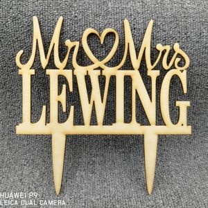 Festive Supplies Custom Wedding Cake Topper Personalized Rustic Wood Wooden Party Decoration