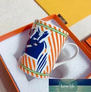 Luxury Designer Nordic Retro Milk Tea Drinks Coffee Cup Gilt Edging Porcelain Large Capacity Mug with Gift Box