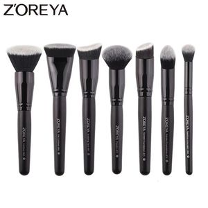 Zoreya Black Makeup Pędzers Zestaw twarzy wzroku kosmetyczne podkład w proszku rumieniec cień do powiek Kabuki mieszanie makijażu pędzel narzędzie piękności 240115