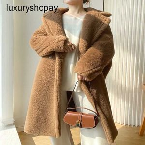 Designer Maxmaras Teddy Bear Coat Womens Cashmere Coats Wool Winter 22 Ny Autumnwinter M Family Fur Particle Camel Fleece Silhuet