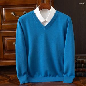 Camisolas masculinas Homens Soft Cashmere Sweater V-Pescoço Resistente ao Frio Pulôveres Soltos Camisa de Malha Outono Inverno Coreano Roupas de Lã