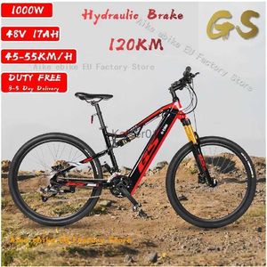 Cyklar GS 1000W 48V17AH LITIUM Batteri Electric Bicycle 27,5 tum elektrisk mountainbike fram- och bakre dubbel stötdämpare E-cykel