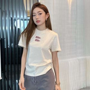 Womens Designer T Shirt Women Summer Trendy Short Sleeved Shirt Tee Letter Diamond Graphic Tee Casual Slim Pullover T Shirts Top