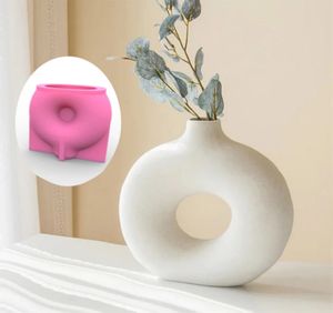 Creative Large Arch Vase Silicone Mold Succulent Plants Torkade blommor Donut Flower Pot Silicone Mold Pips Hemdekorationer 240113