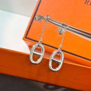 Luxury Copper Dangle Earrings Pig Nose Brand Designer Hollow Round Bucket Charm Chain Drop Earrings With Box Women Jewelry Party Gift