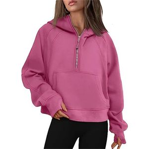 Y2K INS Autunno Inverno Manica lunga Casual Allentato Felpe con cappuccio Pullover in pile Top con tasche Capispalla Donna Zip Up Felpe con cappuccio 240115