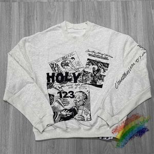 Herrtröjor tröjor grå rrr123 tröjor män kvinnor högkvalitativ crewneck Loose Comic Print rrr 123 Hoodieephemeraleww