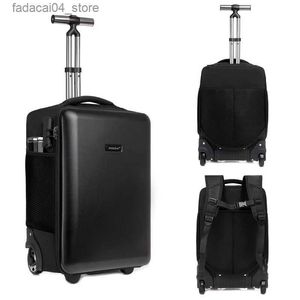 Resväskor 19 tum stor kapacitet Hårt skalföretag ryggsäckväska påse resväska rullande bagage multifunktion boarding väska q240115