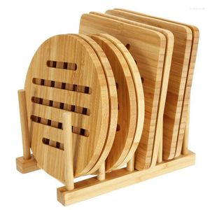 Küche Lagerung Bambus Untersetzer Mit Dish Rack Pads Untersetzer Hitzebeständige Matte Für Racks Geschirr Topf Schüssel Teekanne Etc