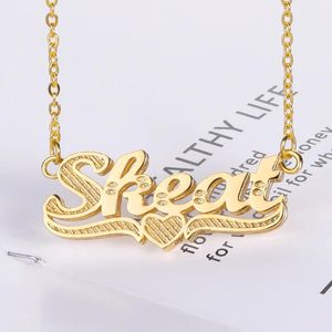 Necklaces Ai Custom Name Necklace Double Words Stainless Steel 3d Necklace Personalized Name with Heart Necklace for Women Men Jewelry