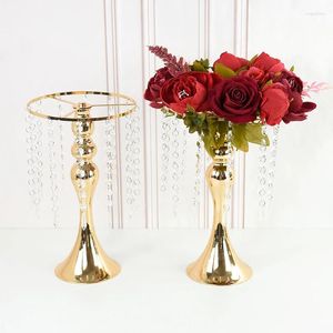 Ljushållare Tall Crystal Flower Holder Centerpiece Candlestick Road Lead Wedding Home Dining Table Decorations