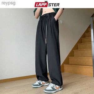 Calças masculinas Lappster cinto preto calças esportivas Baggy Harajuku Sarouel Y2K estilo japonês jogging coreano designer de moda calças empilhadas 2023 YQ240115