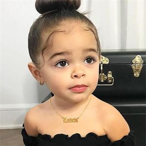 Pendant Necklaces Stainless Steel Baby Jewelry Personalize Name Choker Girls Necklace Kids Children Numbers Boy Custom266f