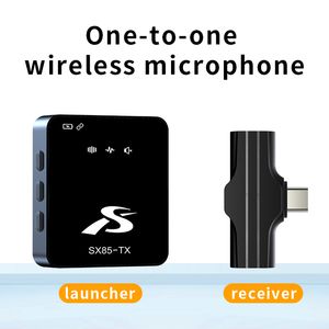 USB-C Wireless Lavalier Microphone SX85 Android Microphone with Gain or Noise Cancelling for YouTube Live Stream Vlog Interview Video Recording