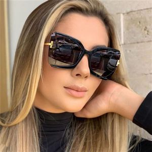 Marke Designer T Sonnenbrille 2022 Neue Übergroßen Quadratischen Frauen Sonnenbrille Weibliche Großen Rahmen Bunte Shades fpr frauen Oculos196Y