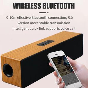 SoundBar 20W Hifi BluetoothスピーカーワイヤレスステレオサブウーファーラジオマルチファンクションサウンドバーAltavoz Wood Home TV Speaker Hands Free Aux