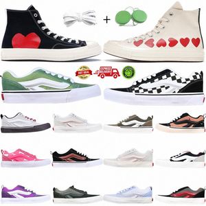 Knu Skool Nero Bianco Mega Check Verde Giallo Scarpe casual Navy Viola Rosso Triple Old flat Canvas Alto Basso Slip Uomo Donna Arancione H2sd #