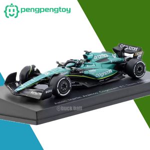 AMR23 Spark 1/64 Mini Racing Car Model Statisk modell av legeringar Aston Martin Model Super Toy Car Model Presents for Children 240115