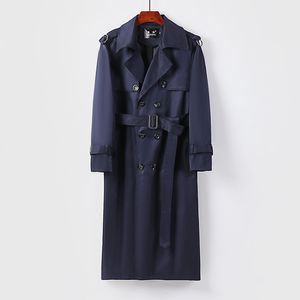 Men's Long Trench Coat British Double Breasted Male Windbreaker for Going Out Classic Vintage Large Size Lined With Belt S-6XL