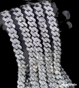 Kim 14mm Prong Miami Küba Bağlantı Zinciri 16inch 18inch 20inch 22inch 24inch 26inch 28inch 30inch buzlu Rhinestone Altın Gümüş Erkekler 9984892