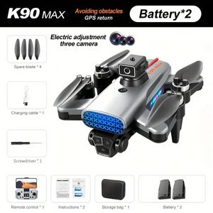 2つのバッテリーを備えたK90ドローン、360°の障害物回避、ブラシレスモーター、7レベルの風力抵抗、スマートフォローモード、初心者に最適