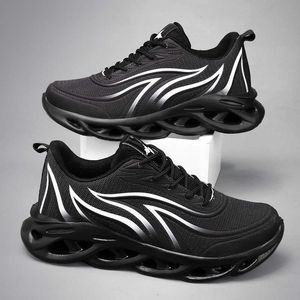 Zapatos informales de gran tamaño, calzado deportivo, superficie de malla tejida con mosca para hombre, zapatillas bajas para correr, suelas Fried Dough Twists de alta elasticidad, ultraligeras