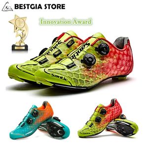 Schuhe Santic 10 Grade Carbon Fiber Fahrradschuhe Herren Ultraleichte Rennradschuhe Atmungsaktive selbstsichernde Pro Racing Team Fahrradschuhe