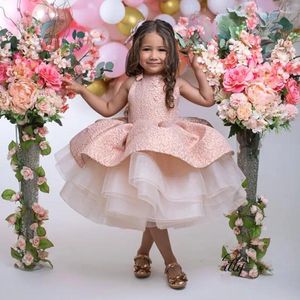 Vestidos de menina rosa bebê meninas na altura do joelho princesa fofo vestido de festa de aniversário roupas infantis para ocasiões especiais