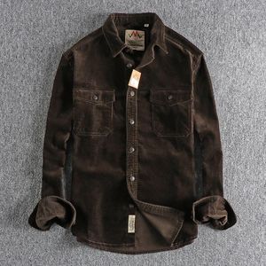 Men's Jackets 2024 Vintage Washed Corduroy Long-sleeved Shirt Simple And Loose-fitting Thick-style Casual Outerwear & Coats