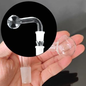 KLAR GLASLJE BURNER PIPES 14 mm Manlig fog för vattenbubbler Bong Tjock Pyrex -glasadapter Tobakskål Nagel Transparent ZZ